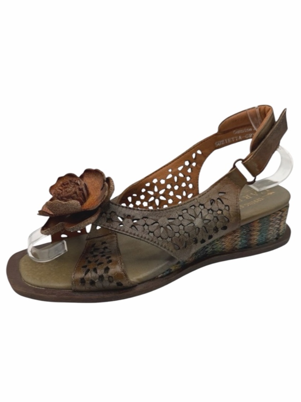 L'Artiste Spring Step Suzietta Sandals Women 6 Brown Leather Wedge Boho Festival